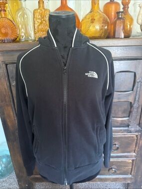 The North Face Black Hoodie with White Piping